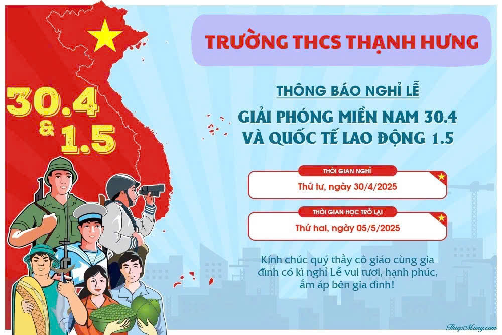 THÔNG BÁO NGHỈ LỄ 30.4 - 01.5